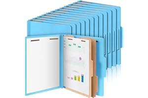 Skyygemm 24 Pcs Classification Folders Letter Size Bulk - 2 Dividers Pressboard File Folder with 3. 5 Inch Expansion, 2 Prongs Fastener, Heavy Duty Office File Organizer for Teacher Medical (Blue)