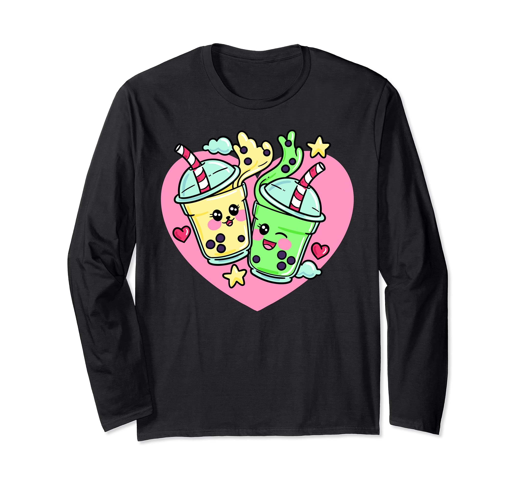 Bubble Tea Bubble Cartoon Kawaii Long Sleeve T-Shirt