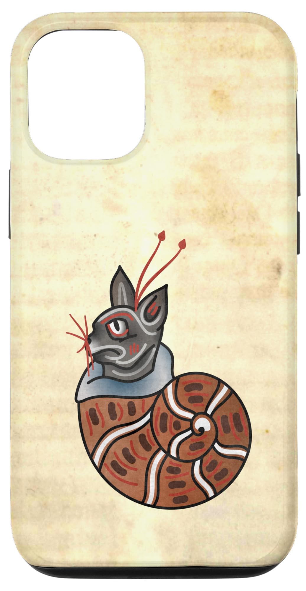 iPhone 14 Pro Cat-Snail - Medieval Marginalia Cat Snail - MargiKnights Case