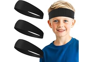 EUPHHONYCS 3 PCS Black Soccer Headbands for Boys, Cooling Headband, Soft Breathable Baseball Headband, Sports Headband for Football Running Basketball Tennis