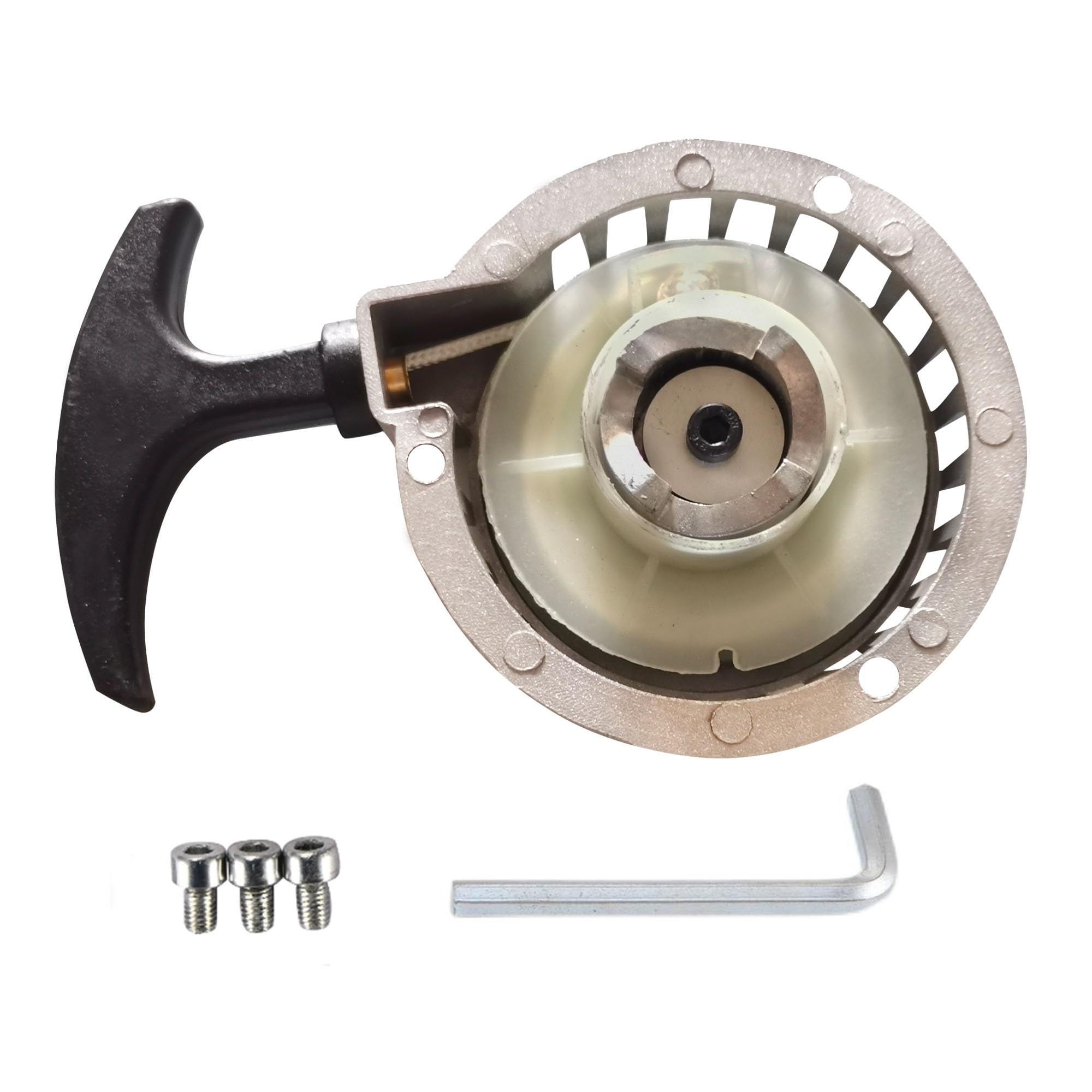 WOOSTAR Recoil Pull Starter with 3 Bolts Replacement for 2 Stroke 47cc 49cc Pocket Bike Mini Moto ATV 4 Wheeler Quad