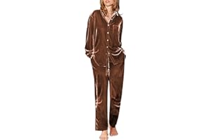 Ekouaer Velour Track Suits for Women Long Sleeve Pajama Set Casual 2 Piece Loungewear