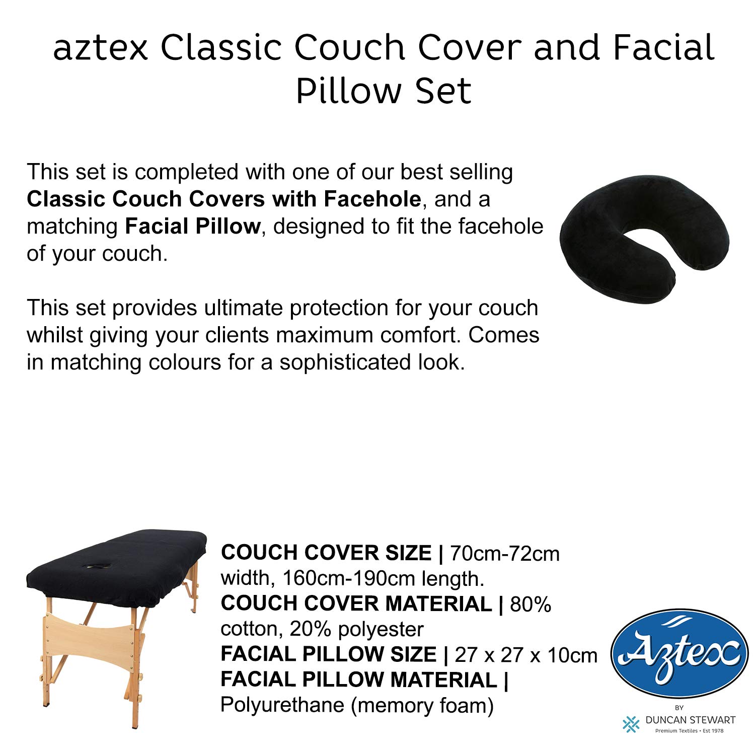 Aztex Classic Couch Cover With Face Hole And Memory Foam Facial