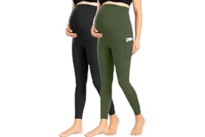 ENERFUL Women's Maternity Leggings Over The Belly with Pockets Pregnancy Pants Active Wear Workout Yoga Tights