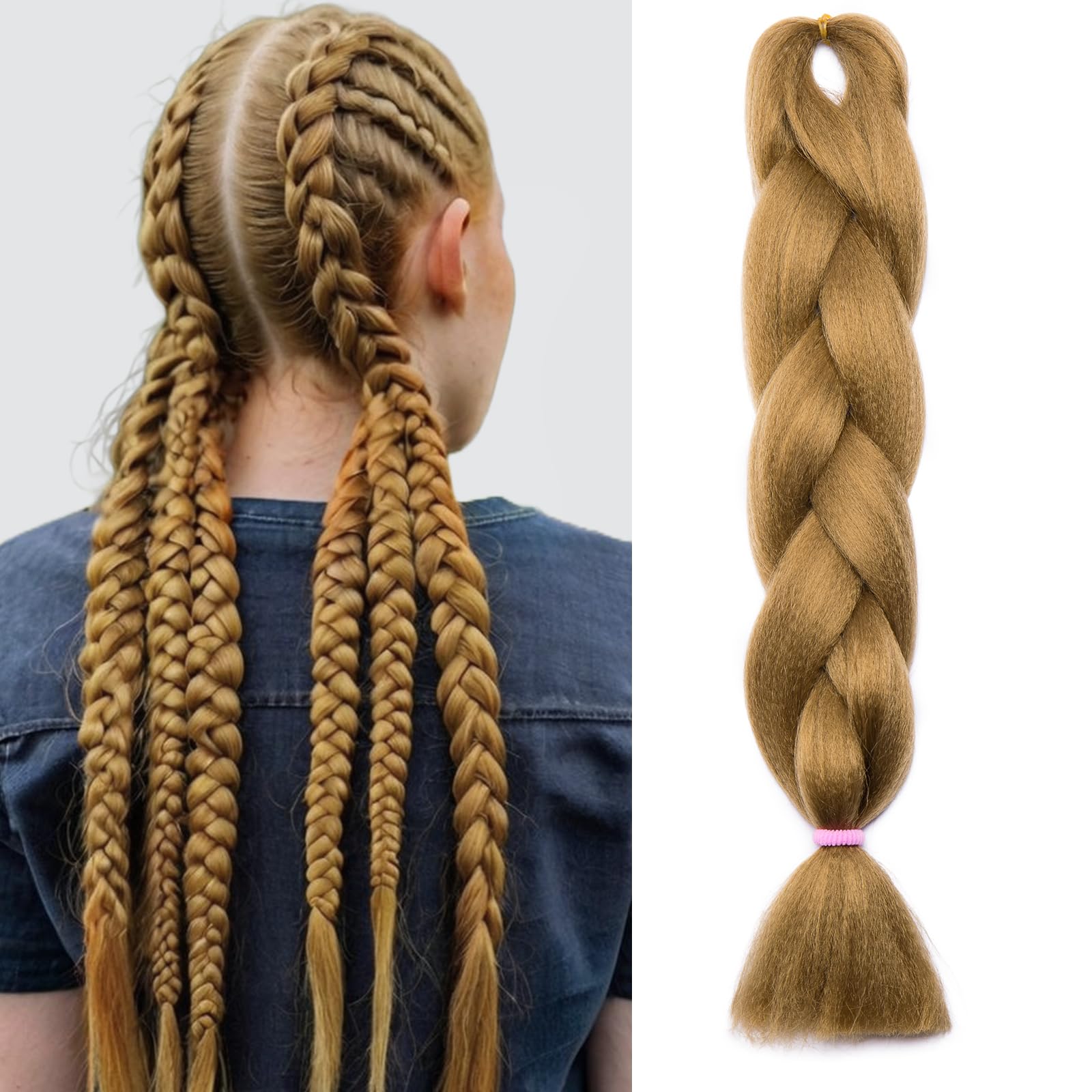 Silk-co Jumbo Braid Synthetic Hair 24 inches Hair Braiding Extensions Premium Jumbo Braids [100g-Honey Blond] — image 1