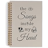 QLMX Music Spiral Notebook, Song Writing Journal Notebook, Music Teacher Gifts, the Songs in My Head Writing Notebooks for School Work, Musical Office Supplies Gifts for Music Lovers Women Men, 5.5x8.3 Inch