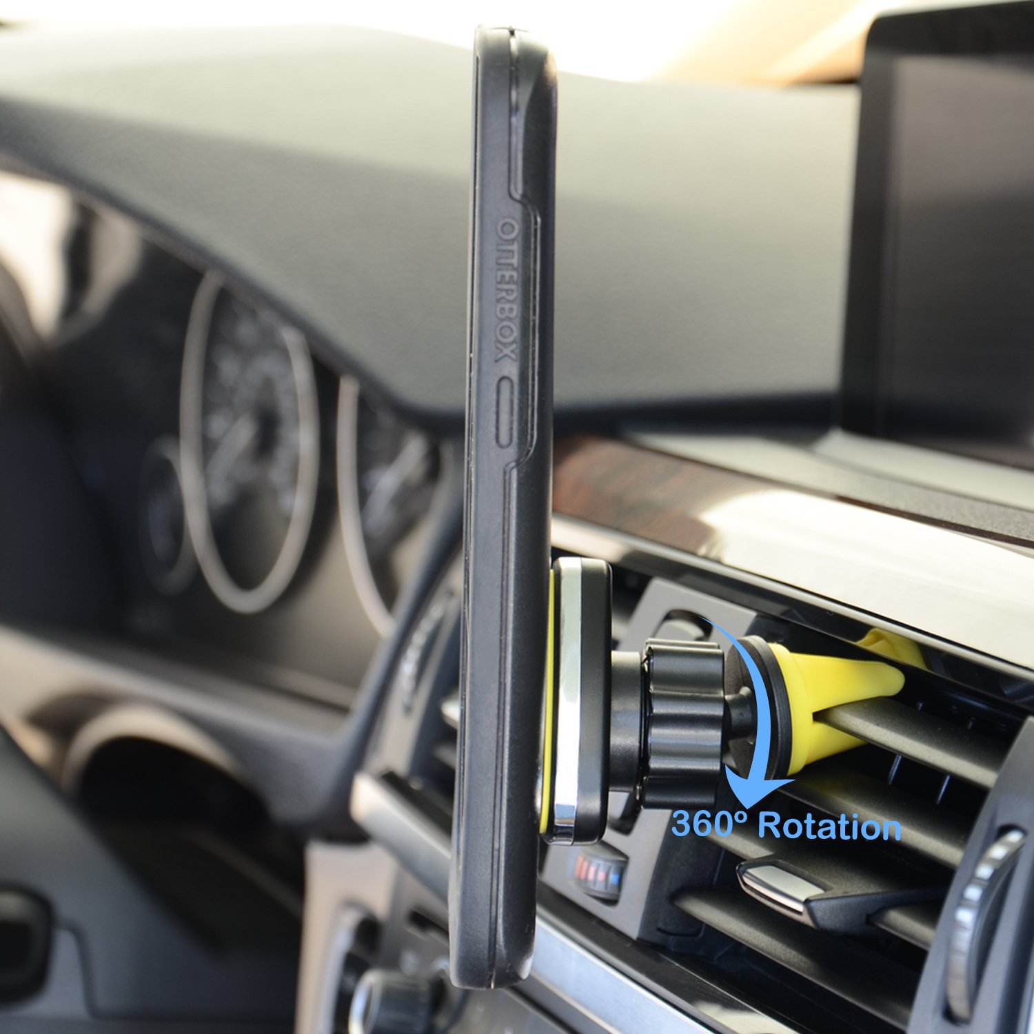 Magnetic Phone Holder for Car iProductsUS Car Vent Phone Mount Universal 3-in-1 phone Cradle for Dashboard Windshield Air Vent for Apple iPhone and Android Smartphones or GPS devices(YELLOW)