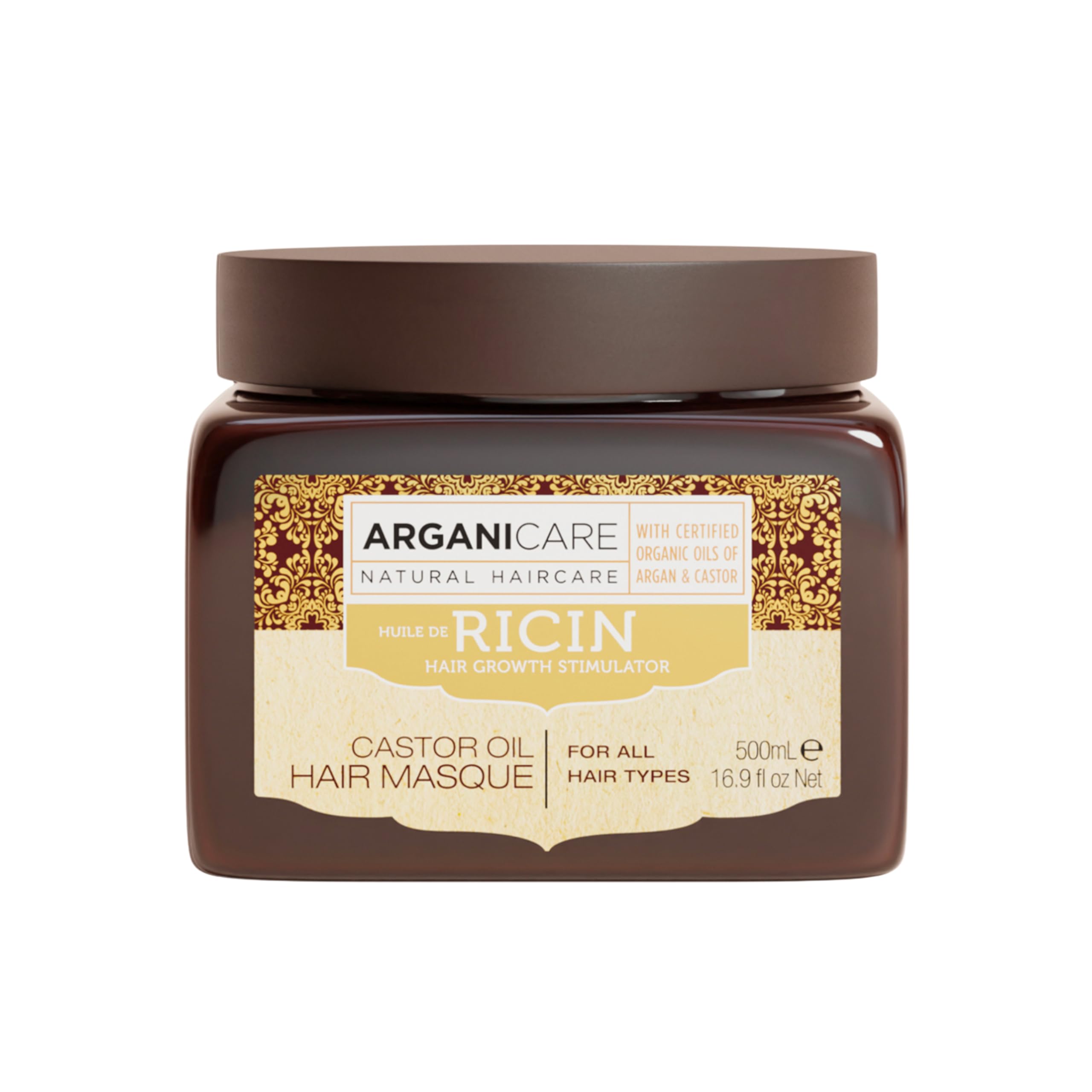 Arganicare | Castor Oil Retexturing Hair Masque | All Hair Types | Intensive Conditioning Mask | Softness, Shine and Manageability | 500 ml