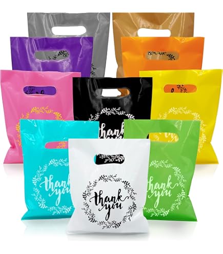 TOSPARTY 100 PCS Thank You Gift Bags - 5 Colorful Floral Designs, 7.87 X 6.3 Inches, Versatile Occasion Bags