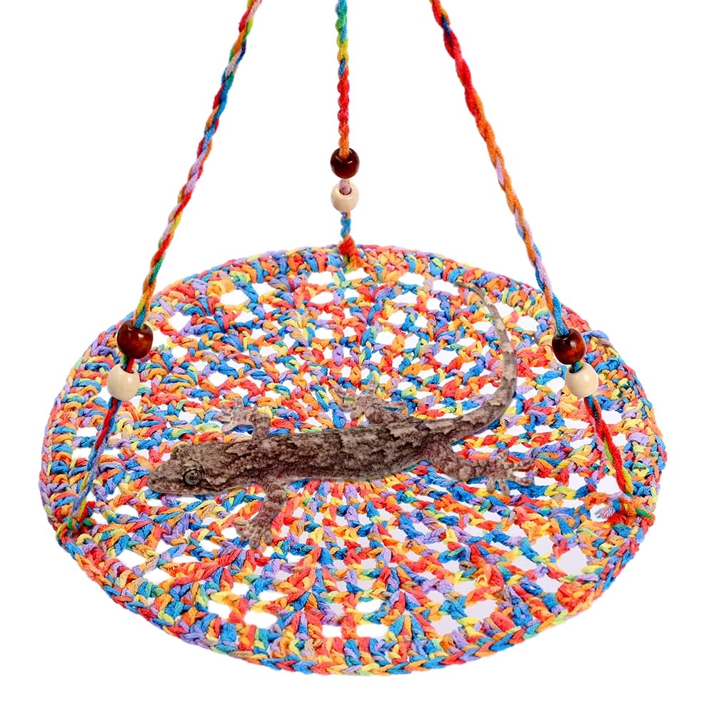 Reptile Hammock Swing Bed,Cotton Reptile Swing Hanging Bed with Hook for Reptile Birds Hamster Rats Parrots Sleeping Resting