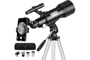 Mijiaowatch Telescope for Adults, 70mm Aperture 400mm Portable Travel Telescope with Tripod, Finder Scope, Phone Adapter, Car