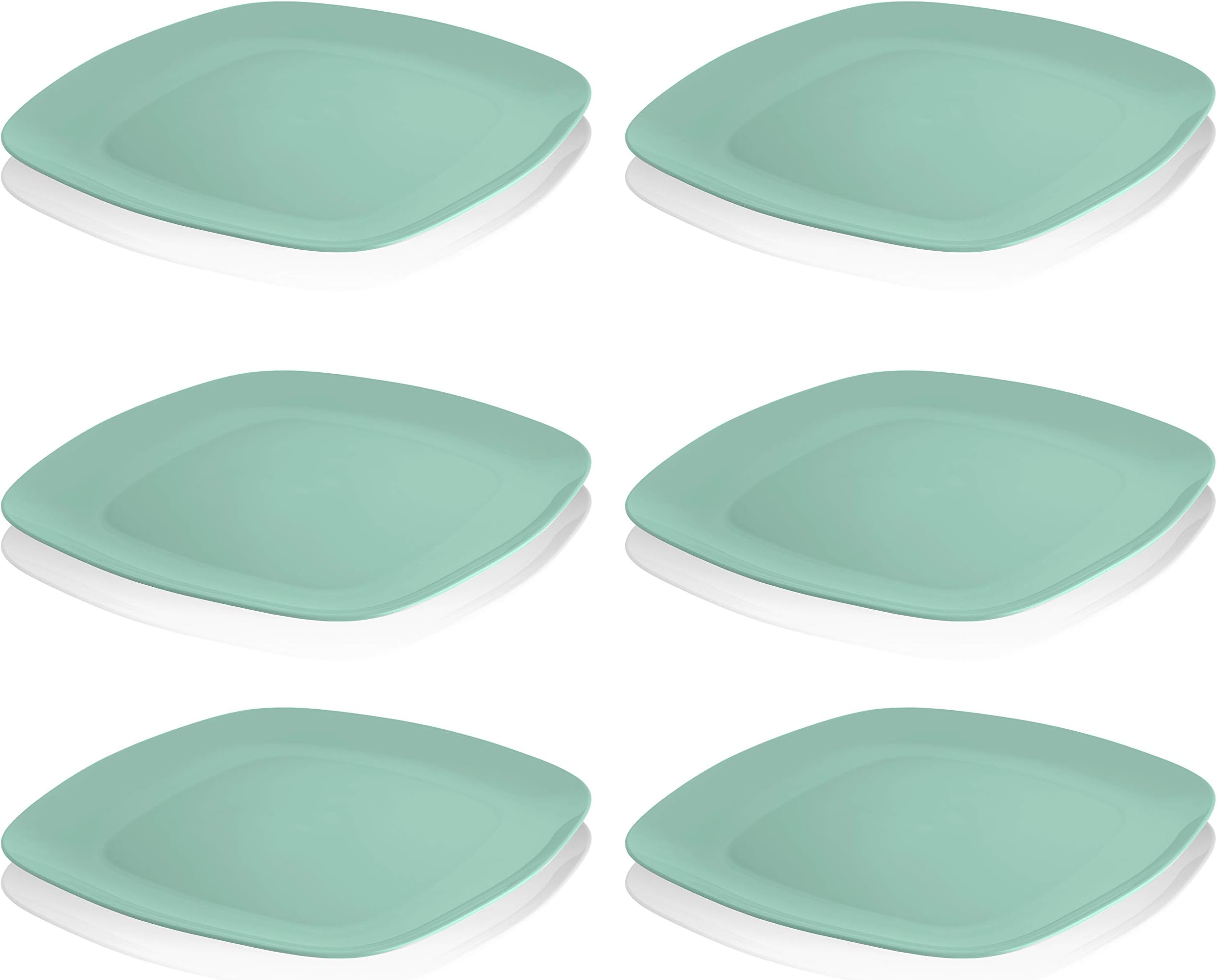 Ou Premium Design- Luna Unbreakable and Reusable Small Plastic Plate Set- BPA Free- Set of 6 (Mint Green)