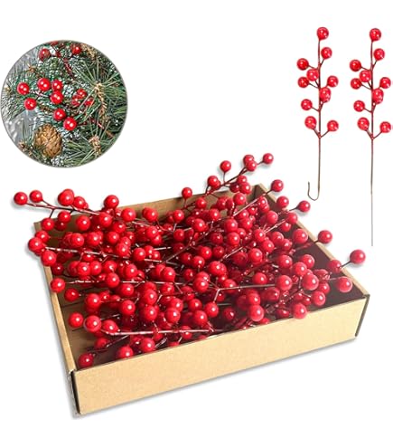 Fonzci Lot De 10 Branches De Baies Rouges Artificielles De 15,2 Cm