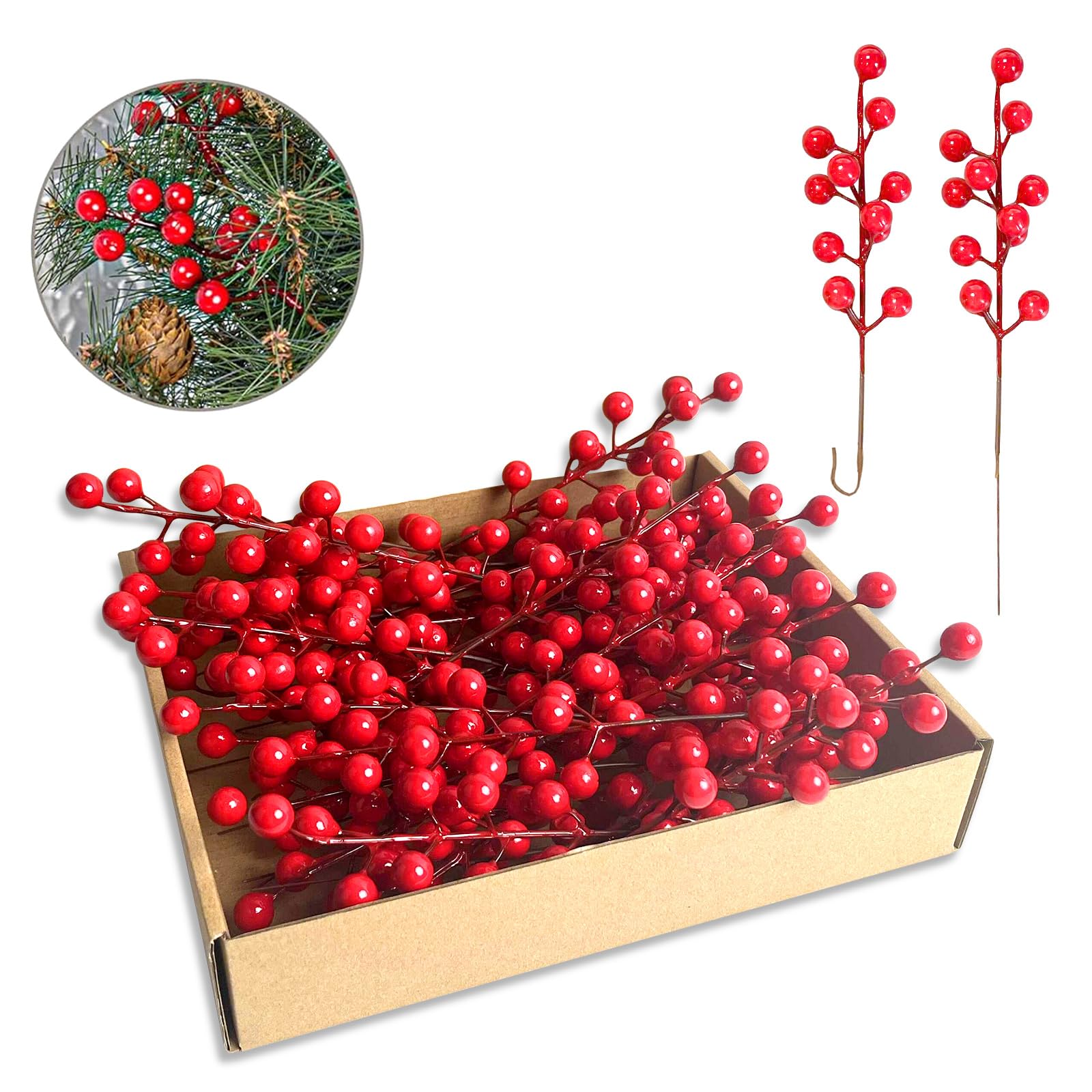 Photo 1 of 35 Pack Christmas Tree Decorations,9 inch Artificial Red Berry Stems,Red Berries Christmas Decor Christmas Tree Decorations Crafts Wedding Holiday Season Winter Décor Home Decor