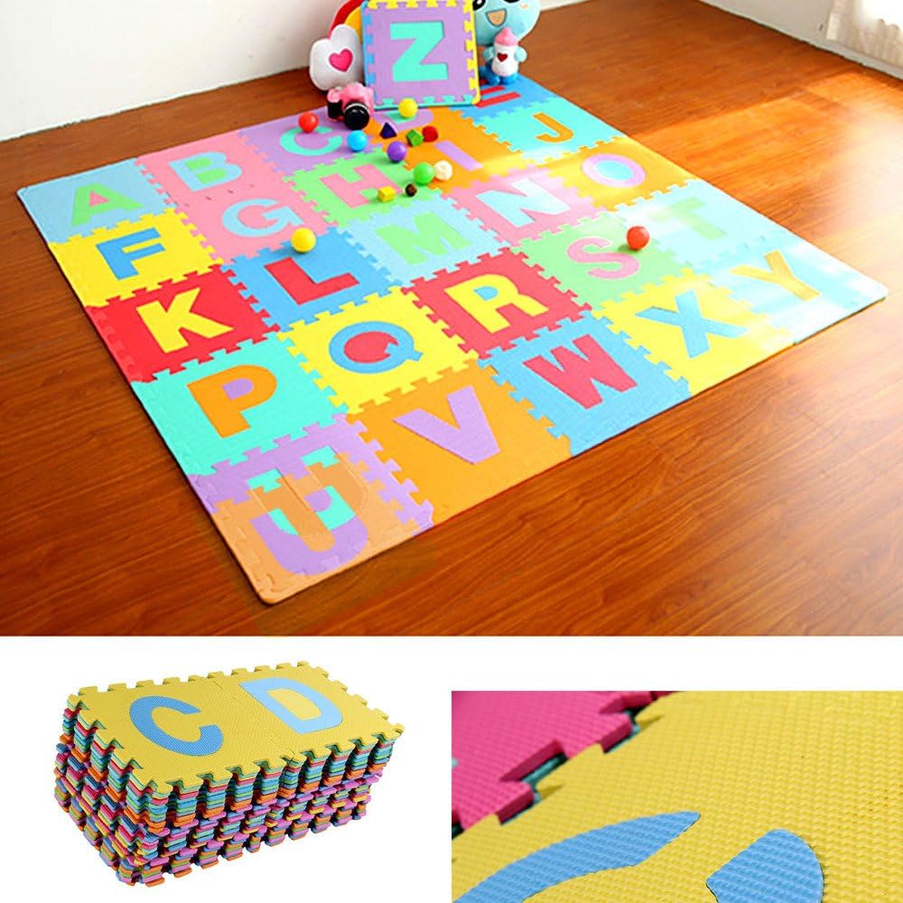 Foam Play Mats for Toddlers ABC Floor Puzzle Non Toxic 36 Tiles 3-6 Years Kids: Toys & Games