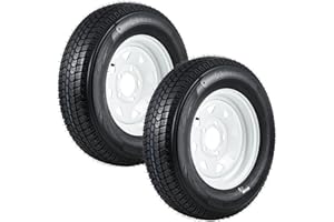 GarveeTech ST175/80D13 Trailer Tire and Wheel Assembly, Heavy-Duty Load Range C 6PR, 5 Lug White Modular Wheel, 13 Inch Tires for Utility/Boat/Camper Trailers, Set of 2