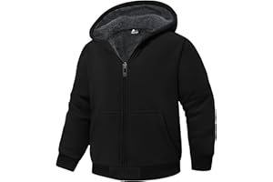 JACKETOWN Boys Zip Up Hoodie Kids Fleece Jacket Unisex Sherpa Lined Hooded Sweatshirts Girls Casual Outerwear 6-15 Years