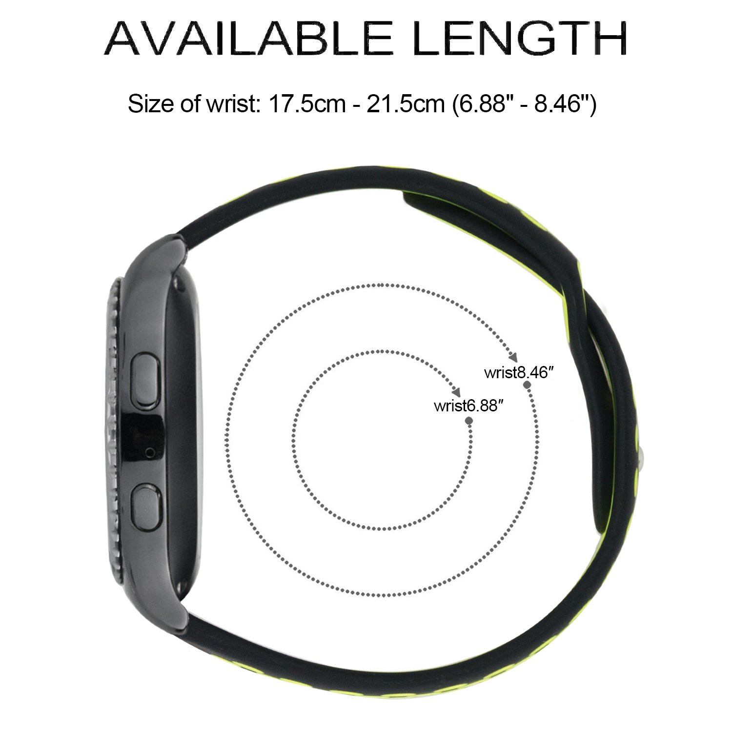 20mm Silicone Watch Band Quick Release Breathable, iBazal Silicone Replacement for Samsung Gear Sport/ Samsung Gear S2 Classic/ Huawei Watch 2 20mm/ Fossil Q Control Smart Watch 20mm(Black/Yellow)