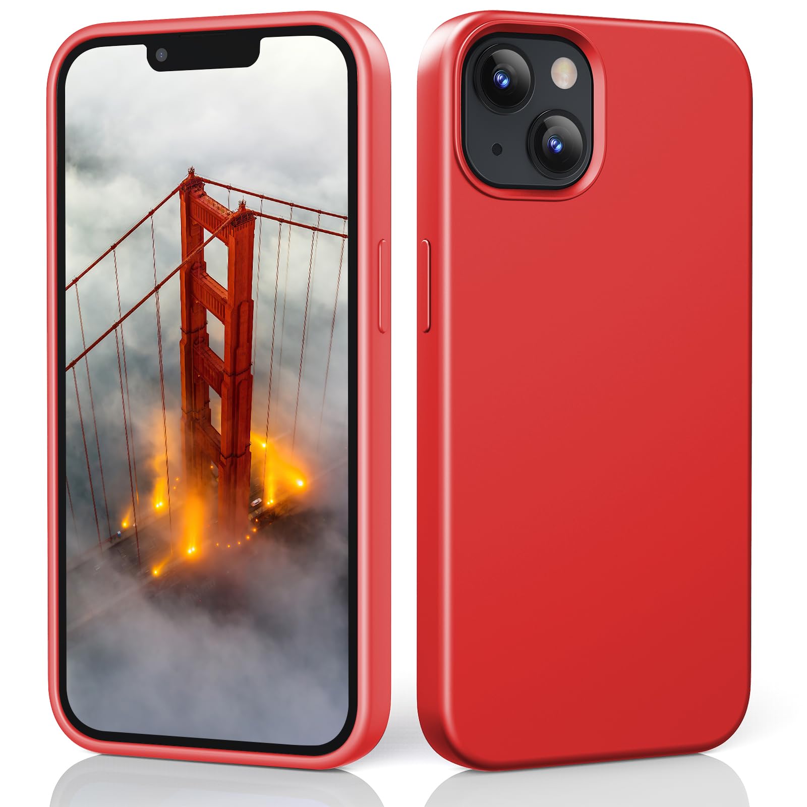 TIIXXE Silicone Case Compatible with iPhone 13 case Soft Ultra Slim Protective Shockproof Liquid Silicone Phone Case,Anti-Scratch Microfiber Lining, 6.1" Red — image 1
