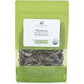Biokoma Organic Plantain Dried Leaves 50g (1.76oz) In Resealable Moisture Proof Pouch, USDA Certified Organic - Herbal Tea, No Additives, No Preservatives, No GMO, Kosher
