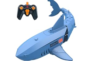 Pool Toys for 3 4 5 6 Year Old Boys- Alpharev A801 Remote Control Shark Boat Toys Baby Shark Toys for Kids, Simulated Shark RC Shark for Swimming Pool Bathroom with Rechargeable Battery