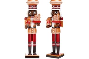 Hungdao 15 Inch Black Christmas Nutcracker Decor Wooden African American King Figure Black Santa Xmas Festive Soldier Nutcracker Christmas Ornaments Gift for Tabletop Holiday Winter Indoor(House)