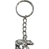 QiChi Double sided Pewter Antique Silver Color Bear Keychain