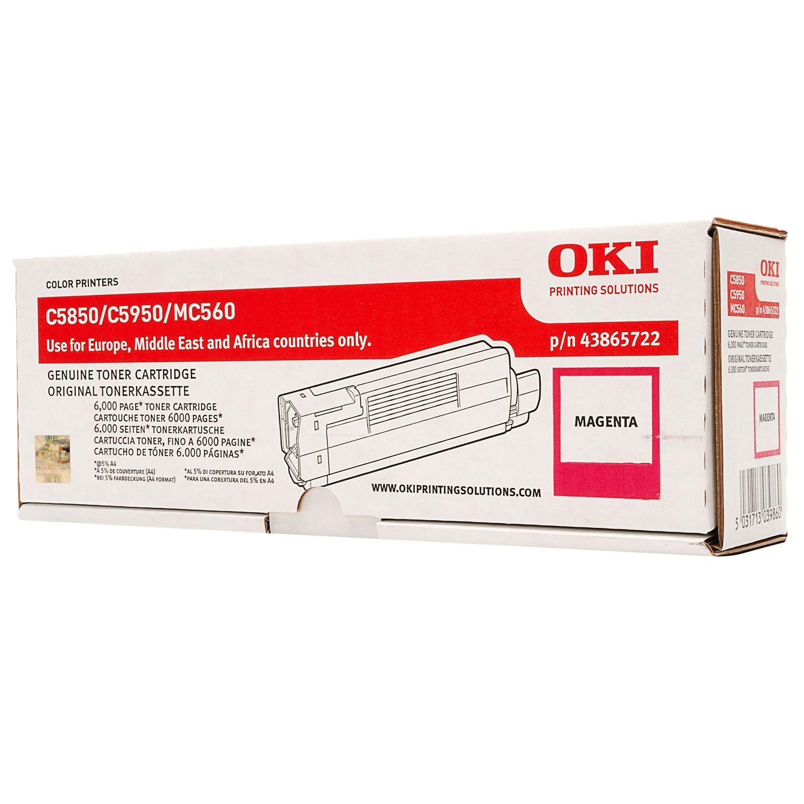 OKI C5850 Toner Cartridge 6000 Pages - Magenta 43865722