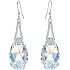 Elli Jewelry Set Ladies Elegant Solitaire Pendant Set Stud Earrings With Crystals In 925 Sterling Silver In Blue