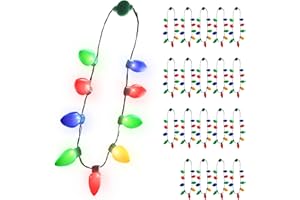Windy City Novelties 20 Pack LED Christmas 9 Bulb Necklace with 6 Light Dynamic Modes for Adults and Kids Christmas Parties, Caroling, Gatherings & Party Favors