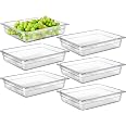 6 Pack NSF Food Pans,1/6 Size Plastic Clear Food Pan Commercial Food Storage Container With Capacity Indicator Polycarbonate Pan For Kitchen Hotel Restaurant Food Prep Fruits Vegetables(6 Inch Deep