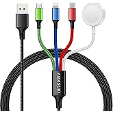 Upgraded Travel Essentials for Apple Watch Charger 4 in 1 Multi Charging Cable iWatch Charger Camping Essentials USB C/L/Micr