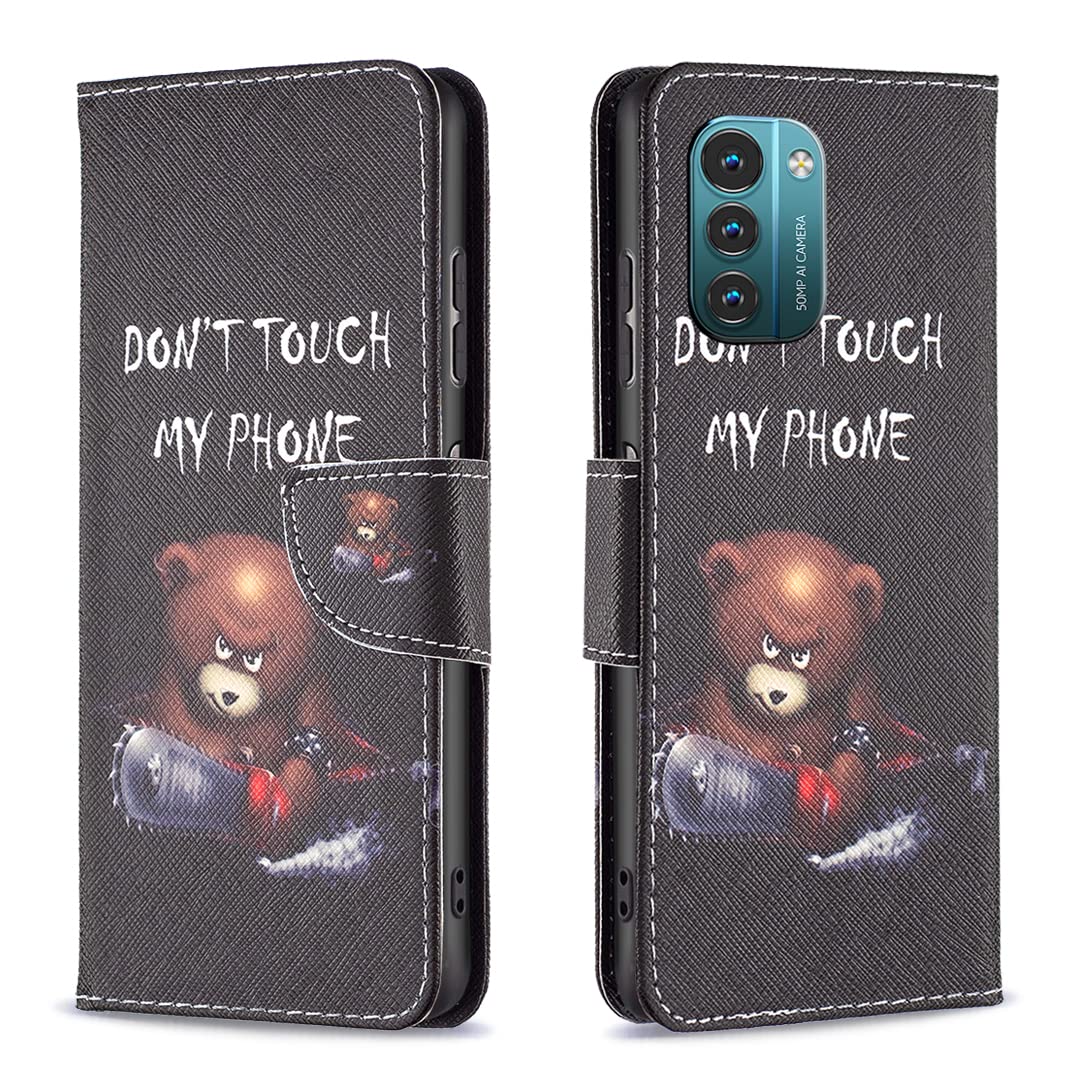 Nokia G21 Case, Nokia G11 Cover Shockproof Slim PU Leather Flip Pouch Wallet Phone Silicone Cover with Magnetic Stand Card Holder Slot Protective Smartphone Cases for Nokia G21 / G11 Chainsaw Bear