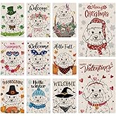 Seasonal Garden Flags Bichon Frise Double Sided Flags Set of 11 Holiday Farmhouse Indoor Outdoor Yard Lawn Christmas Gifts Decorations 12.5x18 Inch
