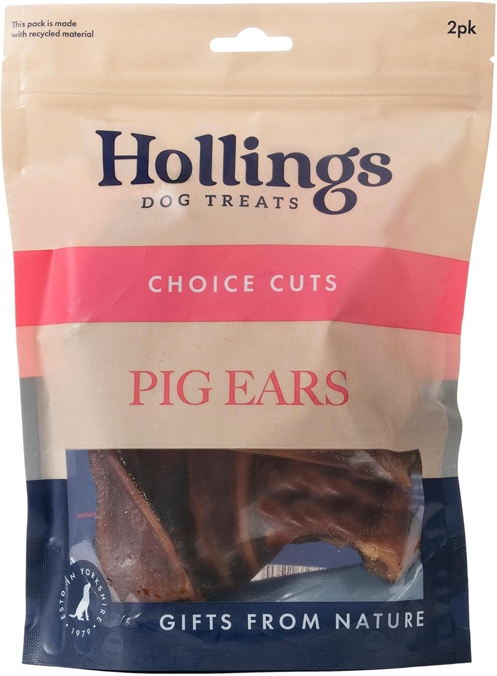 Hollings Pig Ears Dog Treats 100% Natural Grain Free 2 Pack