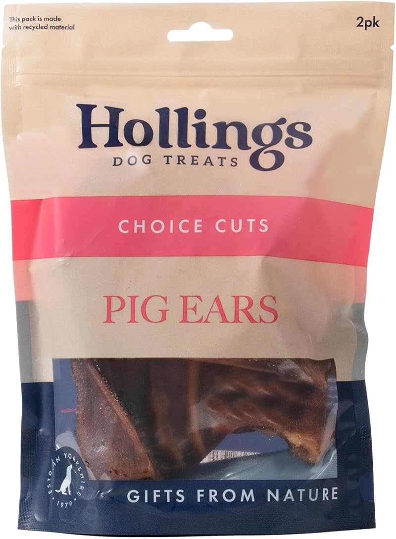 Hollings Pig Ears Dog Treats 100% Natural Grain Free 2 Pack