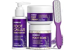 MOSRROU Pedicure Kit For Feet 4pcs Foot Spa Kit For Christmas Birthday Valentine's Women Men Gift Lavender Feet Care Kit for Dry Cracked Foot Soak Salt Foot Callus Remover Gel Foot File Foot Cream