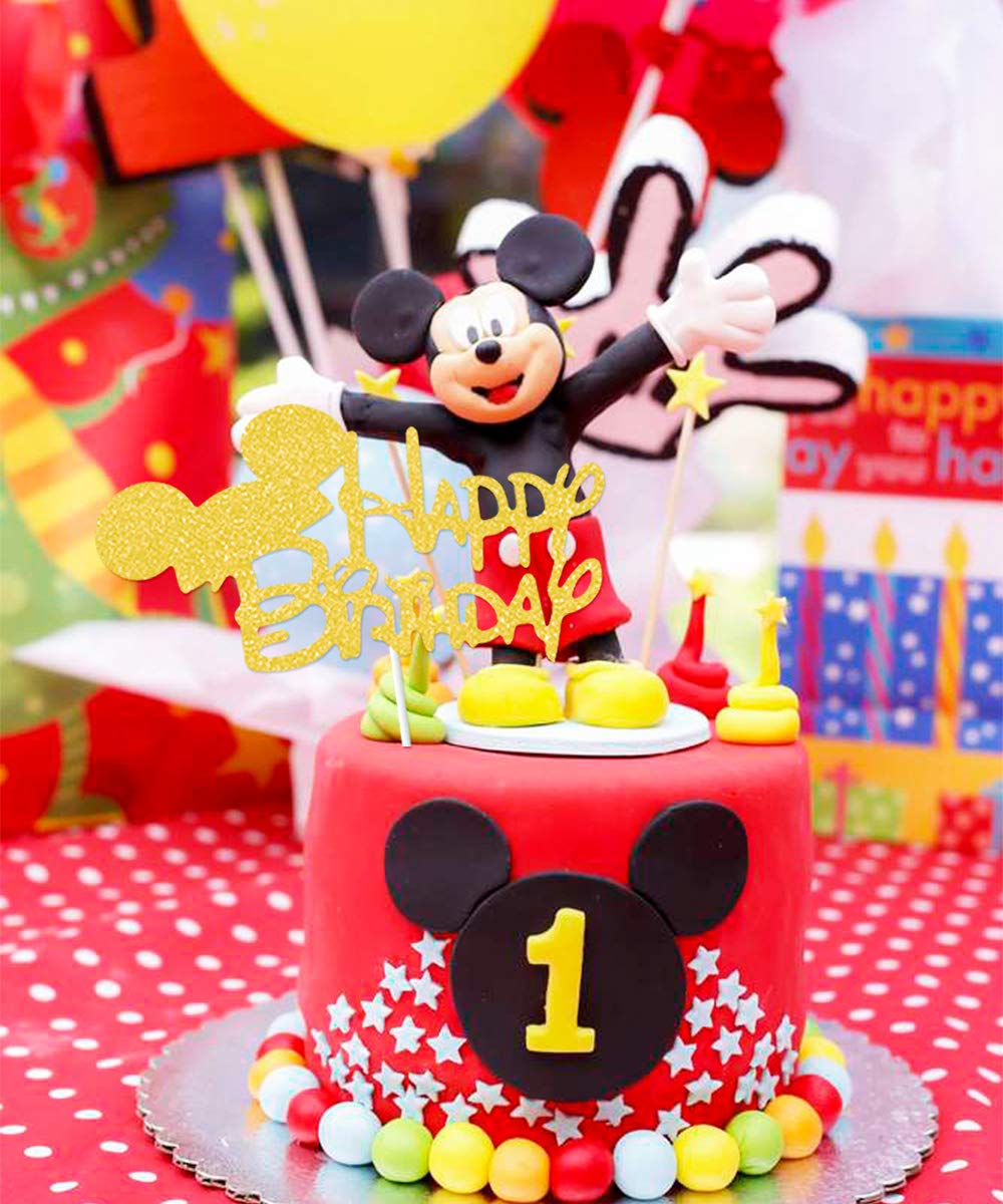 Negro Y Amarillo Mylar Globos Para Ninos Ninas Fangleland Mickey Mouse 1er Cumpleanos Decoraciones Para Fiestas Con Feliz Cumpleanos Banner Y Cake Topper Mickey Mouse Rojo Decoracion Para Fiestas Juguetes Y Juegos