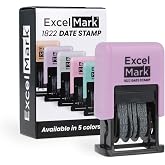 ExcelMark 1822 Self Inking Date Stamp &ndash; Perfect for Shipping, Receiving, Expiration and Due Dates (Black Ink, Violet Mount)