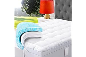 ABENE Queen Size Dual Layer 3 Inch Memory Foam Mattress Topper, 2 Inch Gel Memory Foam Plus 1 Inch Down Alternative Pillowtop Mattress Pad Cover, Thick Soft Bed Topper Support for Back Pain