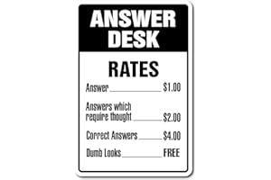 Answer Desk Novelty Sign | Indoor/Outdoor | Funny Home Décor for Garages, Living Rooms, Bedroom, Offices | Signmission Questions Directions Gift Answerman What Answering Sign Wall Plaque Decoration