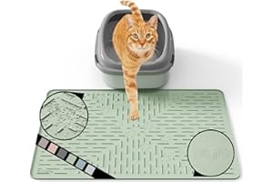 OHMO Cat Litter Mat Large Trapping Mat Premium Silicone Rubber 23.5x16 Sage Green, Waterproof and BPA Free Kitty Litter Box Mat, Easy to Clean and Keeps The Floor Tidy