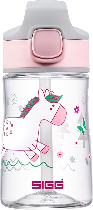 SIGG Miracle Pony Friend Kinder Trinkflasche (0.35 L), Kinderflasche mit auslaufsicherem Deckel, einhändig bedienbare Wasserflasche aus Tritan