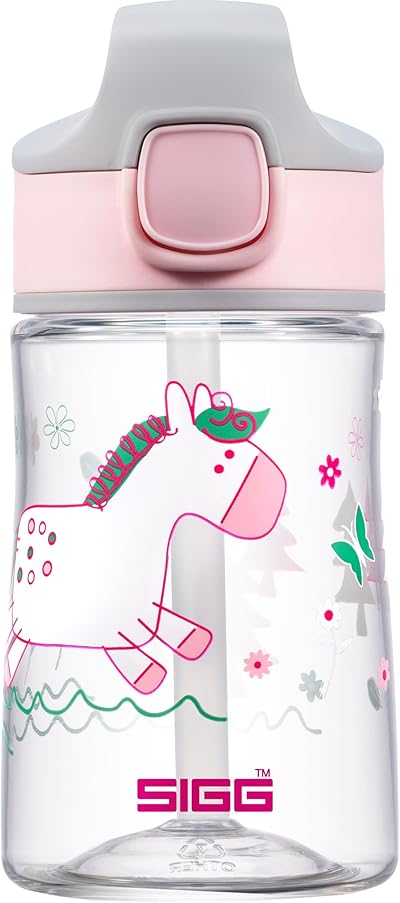 SIGG Miracle Pony Friend Kinder Trinkflasche (0.35 L), Kinderflasche mit auslaufsicherem Deckel, einhändig bedienbare Wasserflasche aus Tritan