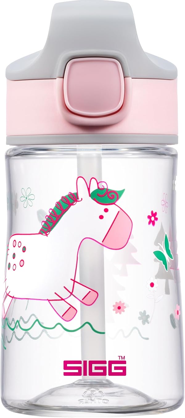 SIGG Miracle Pony Friend Kinder Trinkflasche (0.35 L), Kinderflasche mit auslaufsicherem Deckel, einhändig bedienbare Wasserflasche aus Tritan