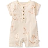 Burt's Bees Baby Baby Boys' Short Sleeve Rompers, 100% Organic Cotton One-piece Coverall and Layette Set