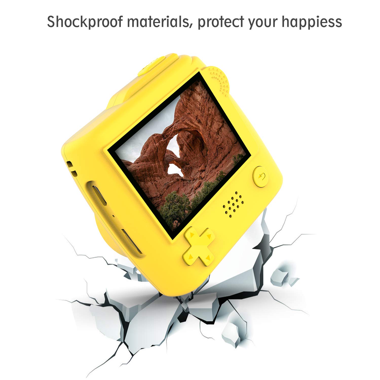 Winnovo Macchina Fotografica per Bambini P10 2 Pollici Digitale Portatile Fotocamera for Kids Girls, Mini Videocamera 5MP /con Scheda SD da 32GB (Giallo)