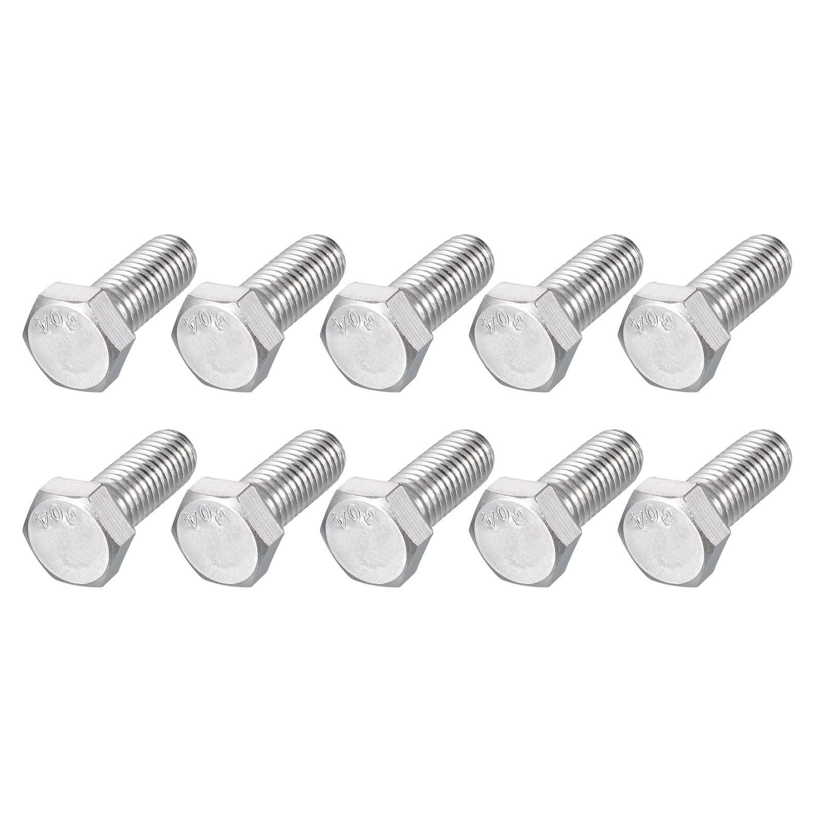 METALLIXITY Hex Head Bolts (1/2-13 x 1-1/4") 10Pcs, 304 Stainless Steel 18-8, Fully Threaded, External Hex Drive, Plain Finish, Hex Head Screw Bolt, Silver — image 1