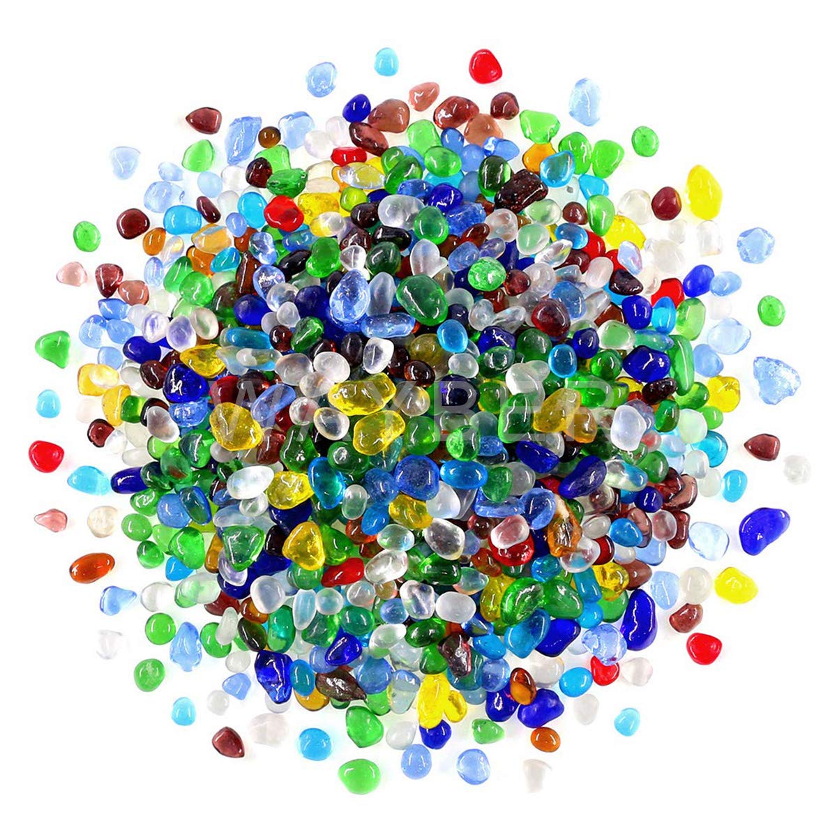 Rainbow Glass Stones, 1Lb/460g Irregular Sea Glass Pebbles Non-Toxic Artificial Crystal Stones for Handmade Artwork/Vase Filler/Terrarium Flowerpot Aquarium Turtle Tank Decoration, Multicolored