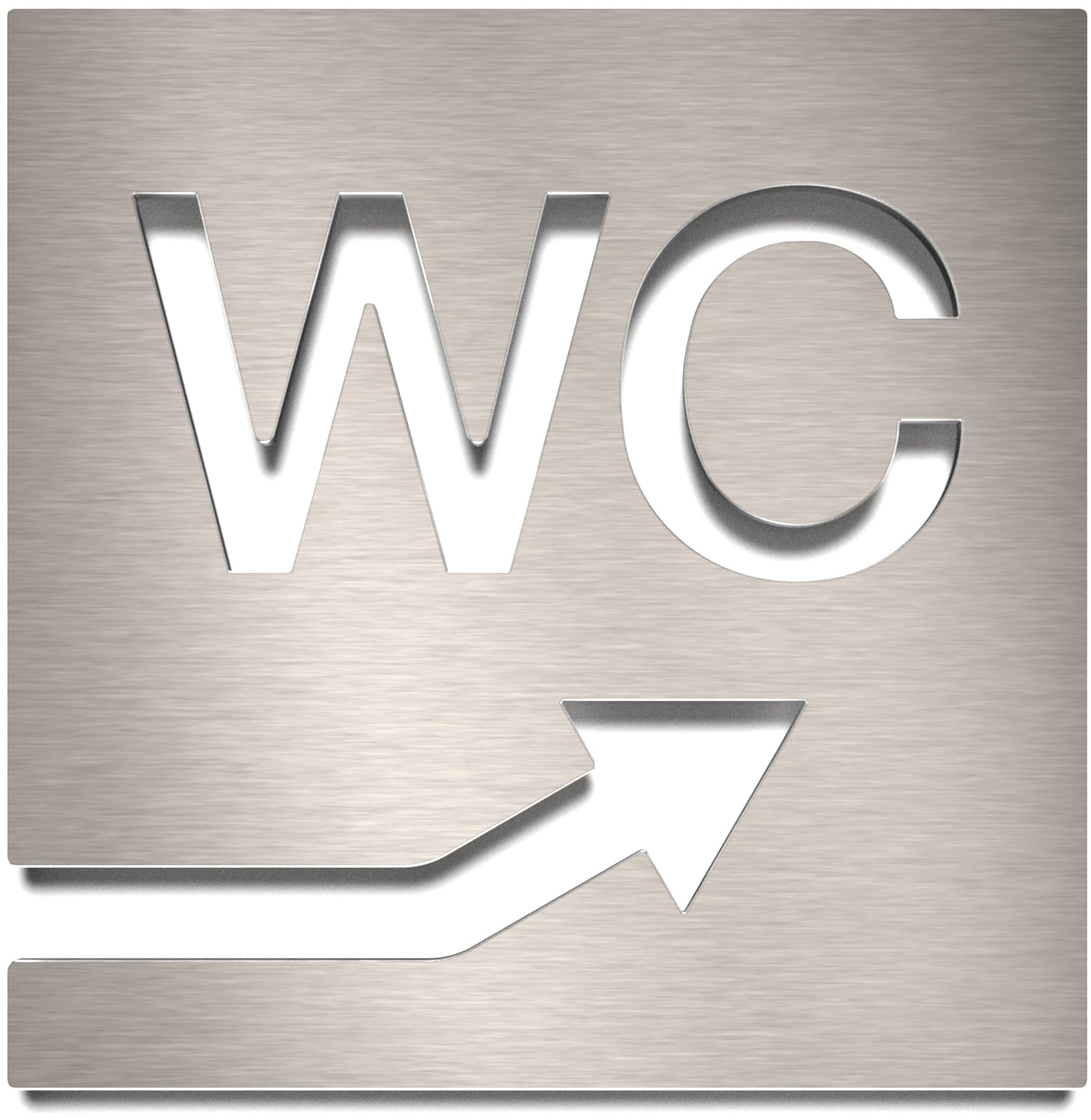 Stainless Steel Toilet Sign - Self Adhesive & Easy Care - Design Toilet Sign with Arrow - W.06.E